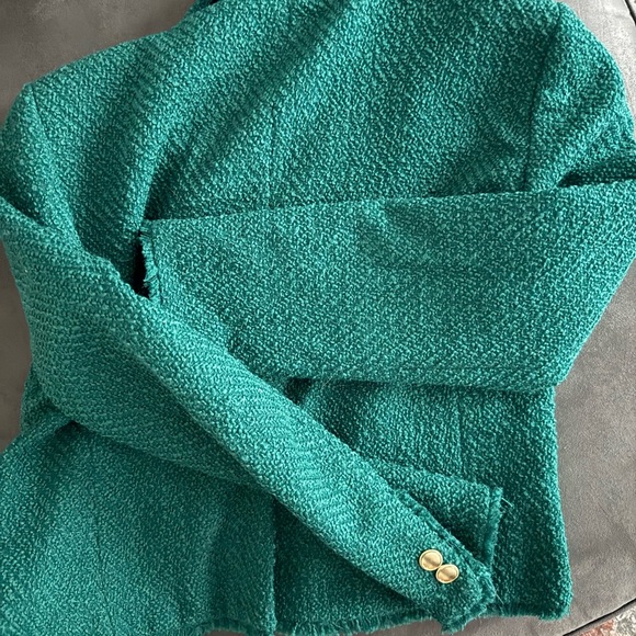 Ann Taylor Green Tweed Jacket 2P - Picture 2 of 3